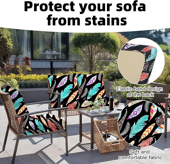 Cushion Covers, 8 Pack Stretch-Fit for Patio Furniture in Red