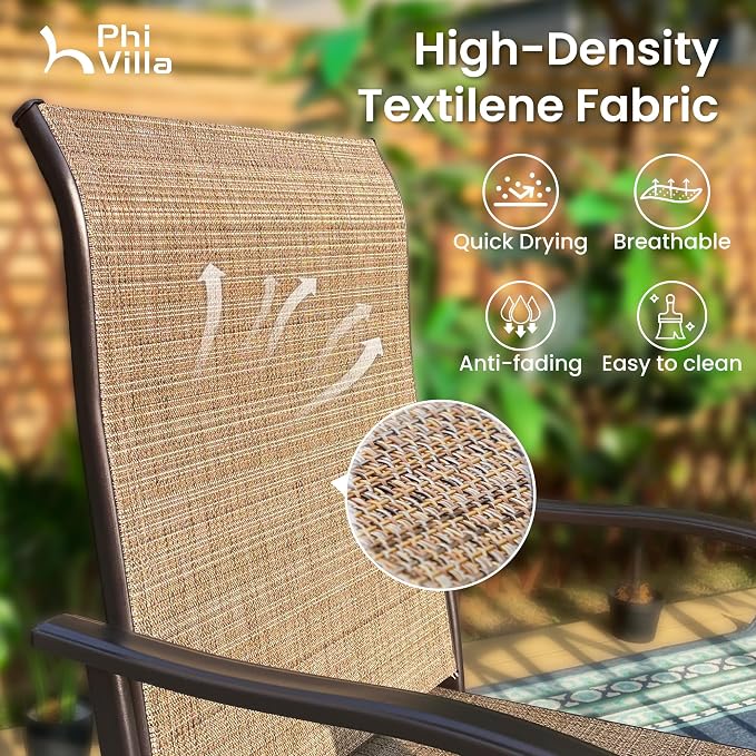 PHI VILLA Outdoor Swivel Bar Stools Set of 2, Bar Height Patio Chairs 30" Seat - Image 6
