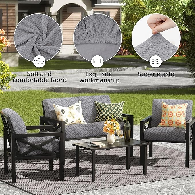Outdoor Sofa Cushion Covers, 12-Piece Stretch Patio Set