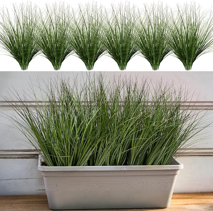 Artificial Plants Greenery, 48 Pcs Wheat Grass Stems, 17.3 Inch Green Plastic