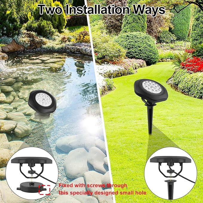 Solar Pond Lights, 18 LED Super Bright Underwater Spotlights LED Submersible - Image 7
