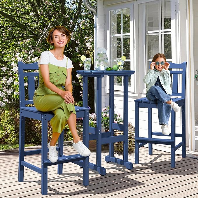 nalone Outdoor Bar Stools Set of 2, HDPE Tall Adirondack Chairs Bar Chairs - Image 8
