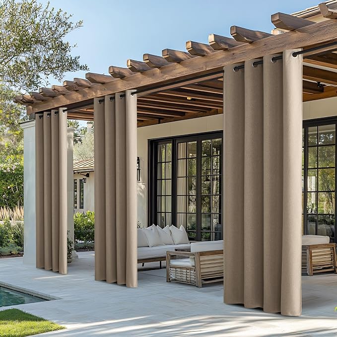 NICETOWN Outdoor Curtains for Patio Waterproof, Thermal Insulated Linen - Image 8