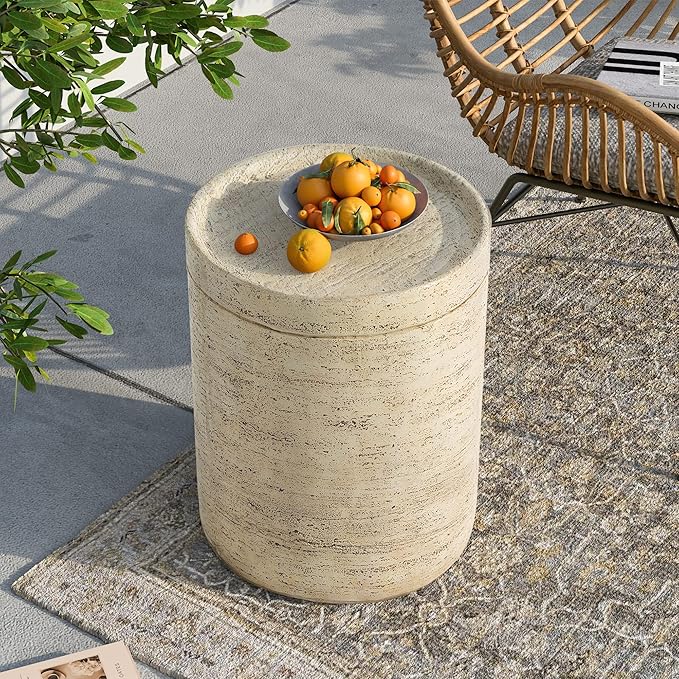 SUNBURY Outdoor Side Tables for Patio, Small Concrete Accent End Table - Image 2