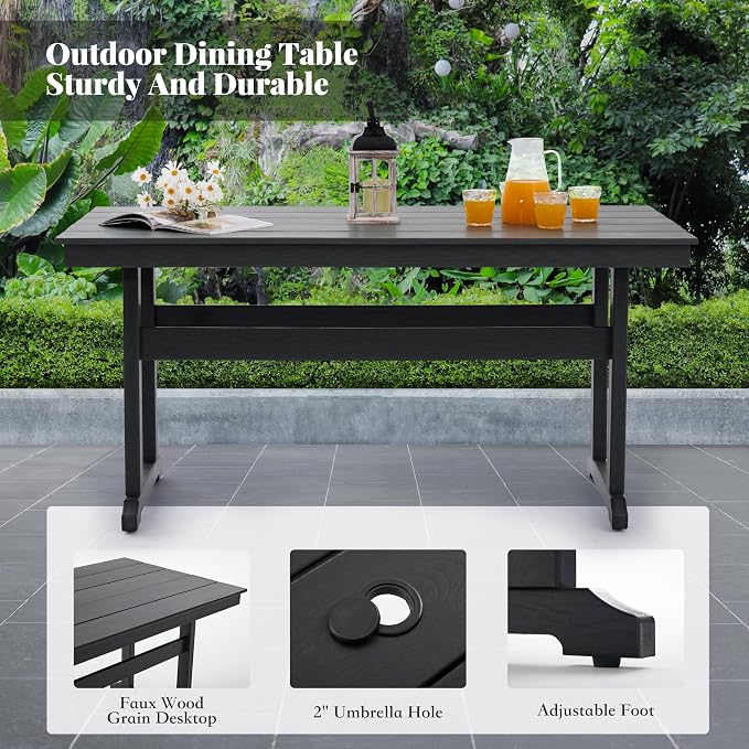 HDPE Dining Table Set for 10, 12-Piece Outdoor Table and Chairs Include 10 - Image 4