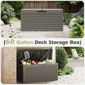 Deck Box 60 Gallon Resin Storage Bench, Lockable Rattan Grey