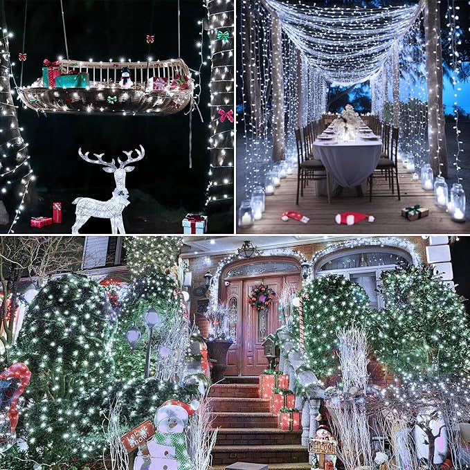 String Lights 196 Ft Cool White 600 LED Outdoor IP44