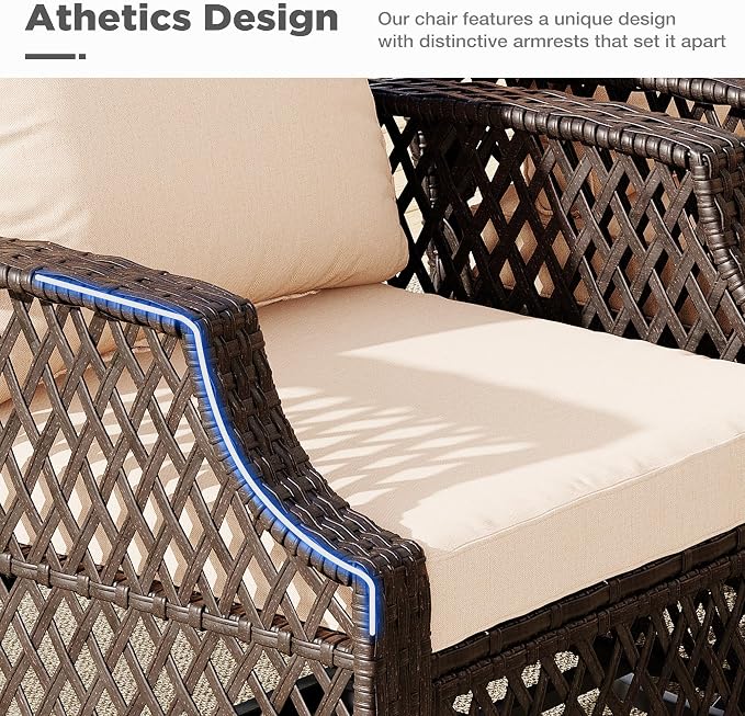 HOMREST 8 Piece Patio Furniture Set, Wicker Outdoor Conversation Set - Image 5