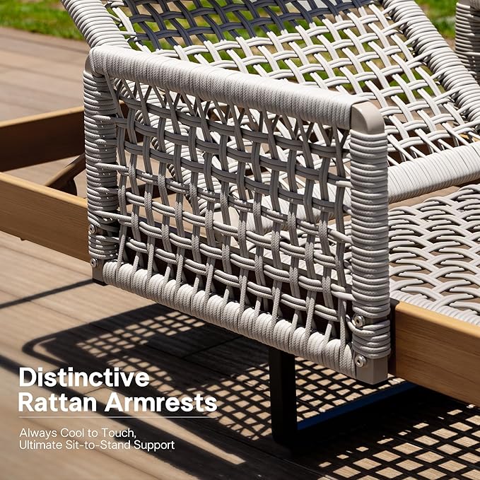 PURPLE LEAF 4 Pieces Outdoor Chaise Lounge Set Rattan Wicker Lounger - Image 5