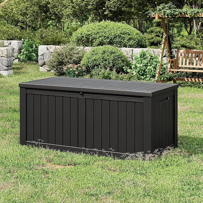 NUNU LAB 180 Gallon Outdoor Storage Box, Resin Large Sturdy Deck Box, Backyard - Image 6