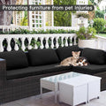 Cushion Covers, 8 Piece Black Outdoor Set, Water-Repellent Polyester Blend