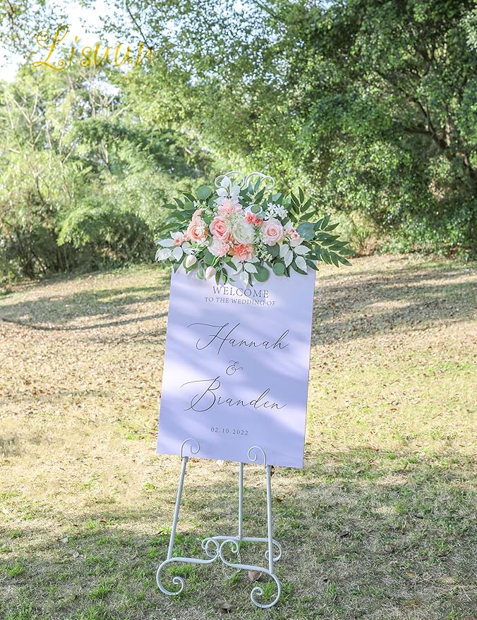 Artificial Flowers Silk Wedding Arch Swag, Champagne and Pinkish White