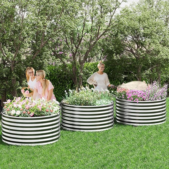 4 Pack 3x3ft Round Galvanized Raised Garden Bed Outdoor, Metal Garden Bed - Image 7