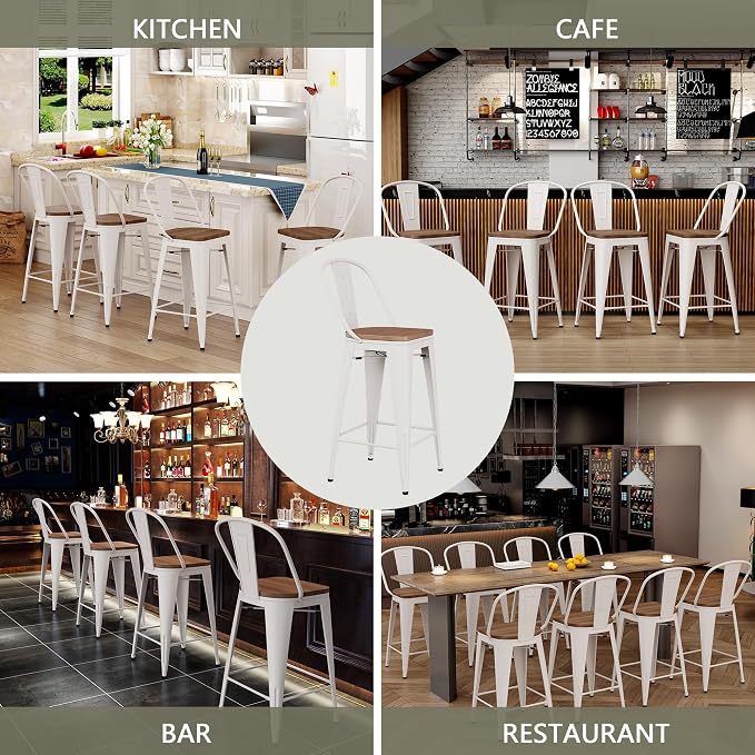 Yongqiang 30 inch Bar Stools Set of 4 Farmhouse Bar Height Stools High Back - Image 8