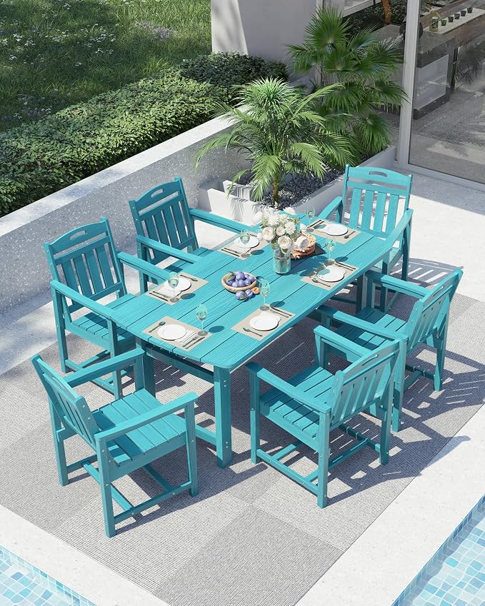 Ciokea HDPE Outdoor Patio Dining Chairs Set of 2, All-Weather Porch Chair - Image 5