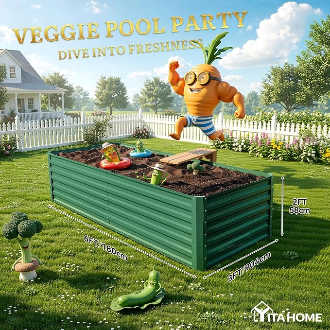 YITAHOME 6x3x2 ft Galvanized Raised Garden Bed Kit, Large Metal Planter Box - Image 7