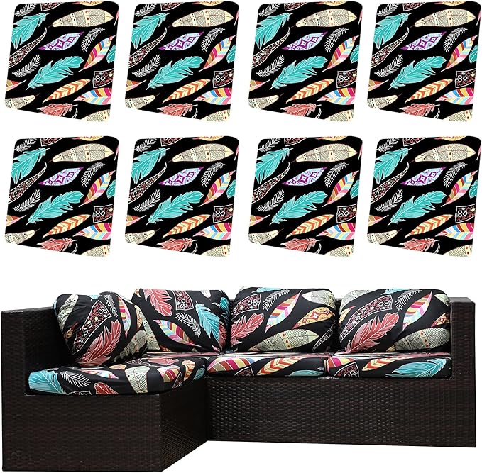 Cushion Covers, 8 Pack Stretch-Fit for Patio Furniture in Red