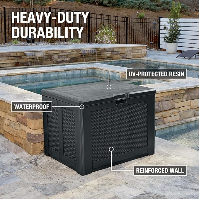 Rubbermaid Medium Resin Outdoor Storage Deck Box, Weather Resistant, Deck - Image 3