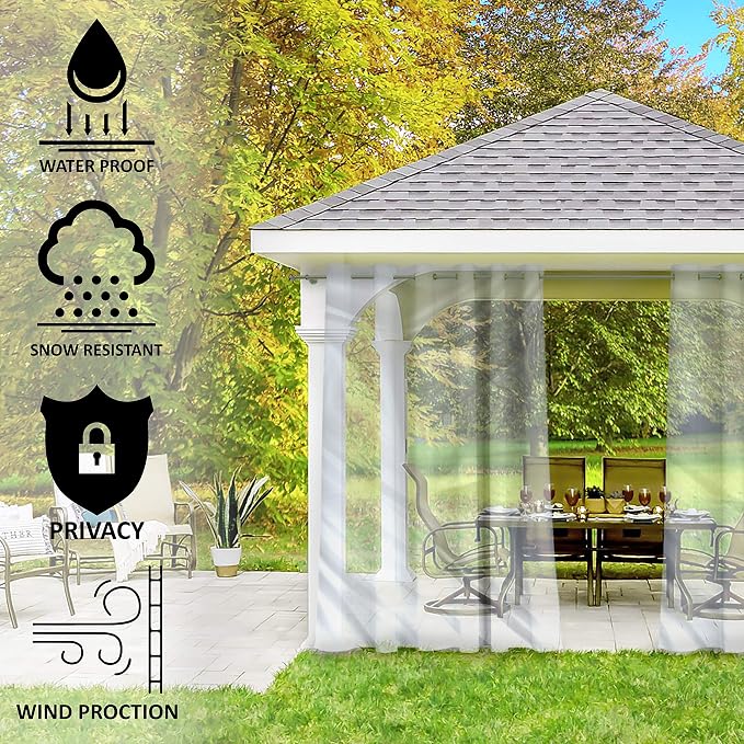 Covers & all Outdoor Clear Tarp Curtain, 18oz Clear Outdoor Curtains - Image 2