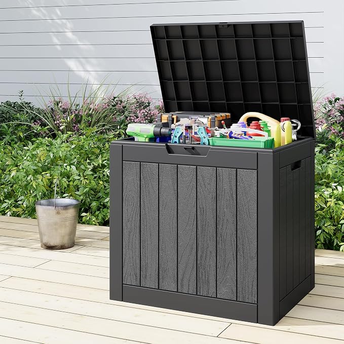 KAMABOKO 32 Gallon Outdoor Storage Box 2 Pack All-Weather Deck Box - Image 8