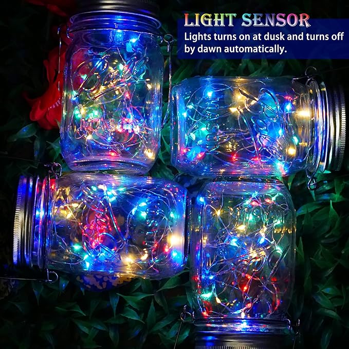String Lights Mason Jar Lids, 12 Pack Solar LED with 30 Micro LEDs