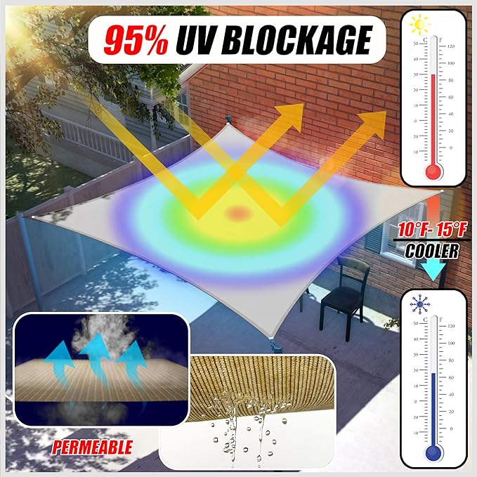 ColourTree 20' x 20' x 28.3' Beige Right Triangle CTAPRT20 Sun Shade Sail - Image 2