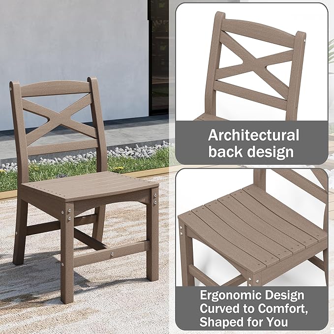 Outdoor Dining Set, HDPE 9-Piece Patio Table and Chairs Set, All-Weather - Image 4