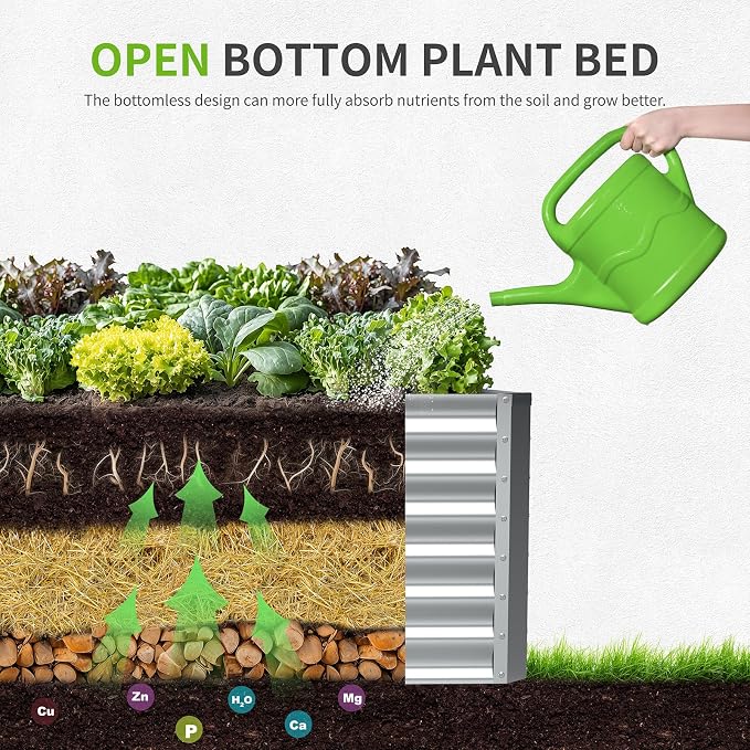 8X2X2ft Galvanized Raised Garden Bed, Outdoor Planter Box Metal Patio Kit - Image 3