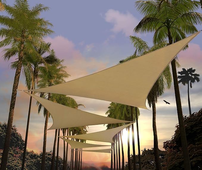 Amgo Custom Size 13' x 13' x 13' Sand Beige Triangle Sun Shade Sail UPF50+ by Amgo
