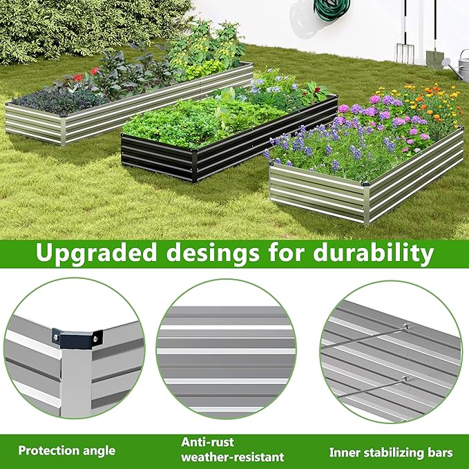 2PCS 8x4x1ft Galvanized Raised Garden Bed Kit, Galvanized Planter Raised Garden - Image 4