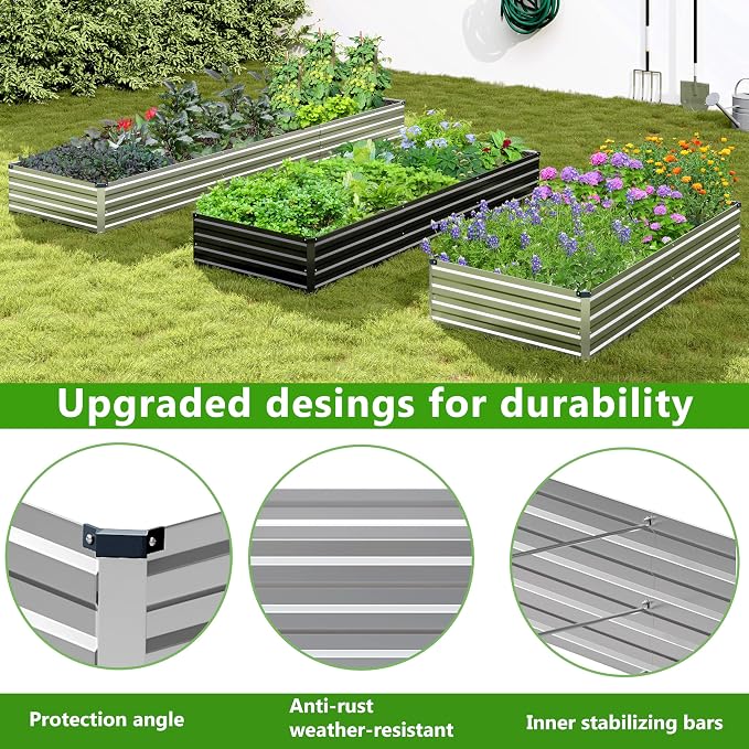 2PCS 12x3x1ft Galvanized Raised Garden Bed Kit, Galvanized Planter Raised - Image 4