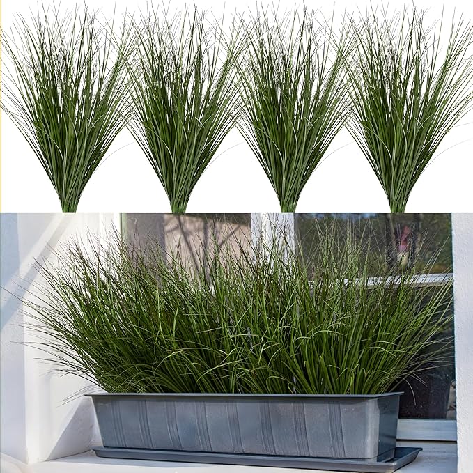 Artificial Plants Greenery 32-Piece Wheat Grass Set, 17.3 Inch Green Plastic