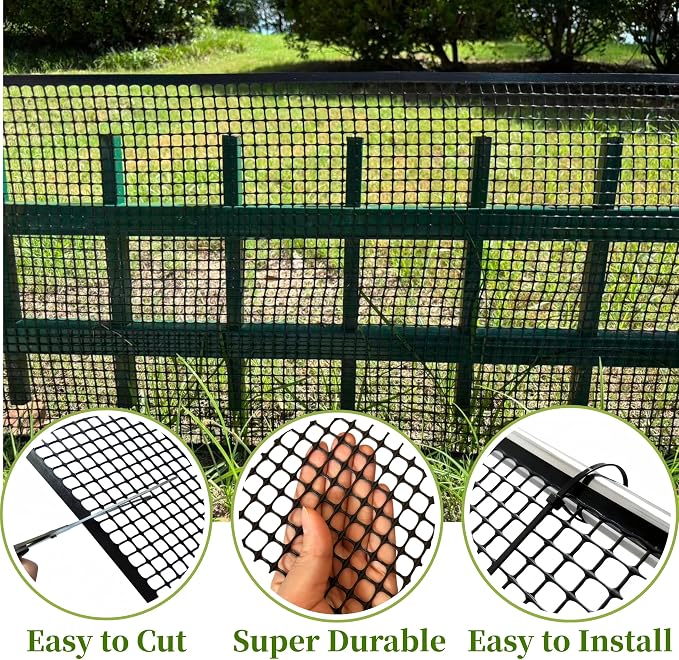 Garden Netting: 15.7 x 240 Inch Black HDPE Mesh Fence with Zip Ties