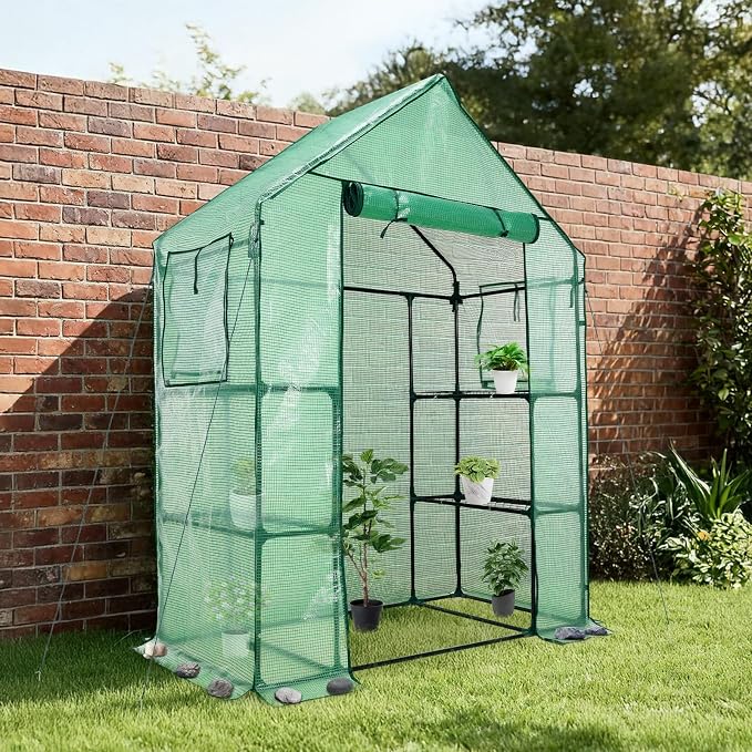 Aoodor Walk-in Greenhouse with 4 Shelves, 4.7×2.5×6.4 ft Outdoor Garden Plant - Image 7