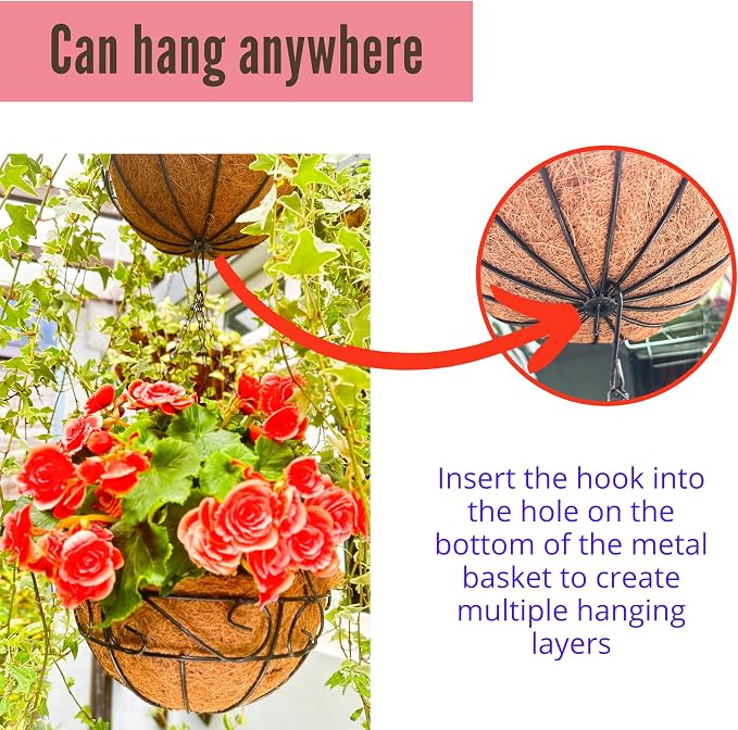 LaLaGreen Hanging Planter for Outdoor Plants Black Hanging Baskets - Image 8