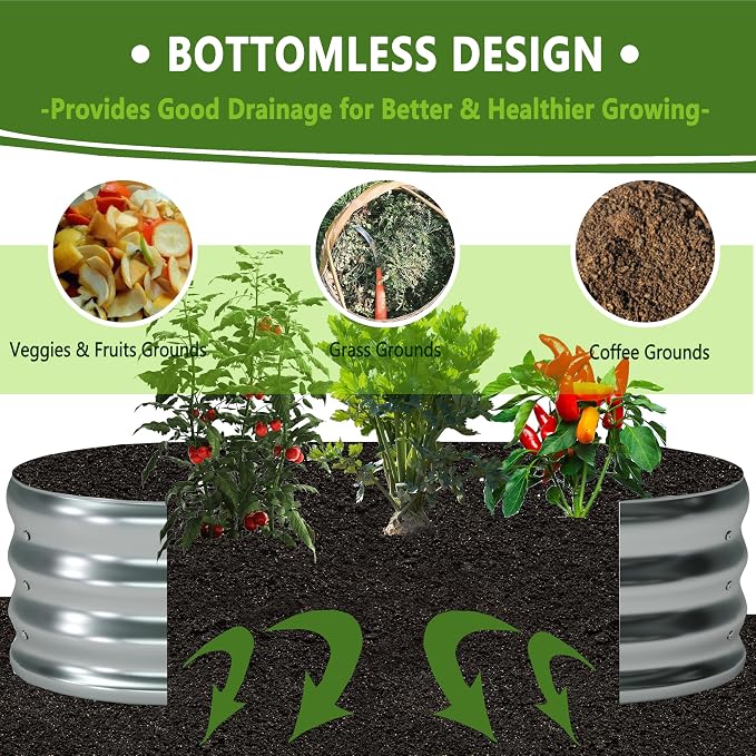 8x2x1ft Galvanized Oval Raised Garden Bed, Outdoor Planter Box Metal Patio Kit - Image 5