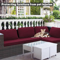 Cushion Covers for Patio, 8-Piece Set in Claret, Polyester Spandex