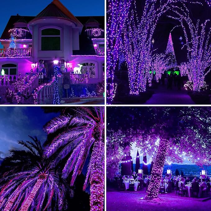 String Lights 165 ft, 500 LED, Purple, Waterproof for Outdoor Use
