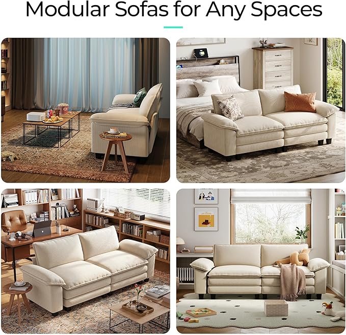 LINSY HOME 90'' Cloud Loveseat Sofa, Modular Sectional Couches Corduroy Cloud - Image 7