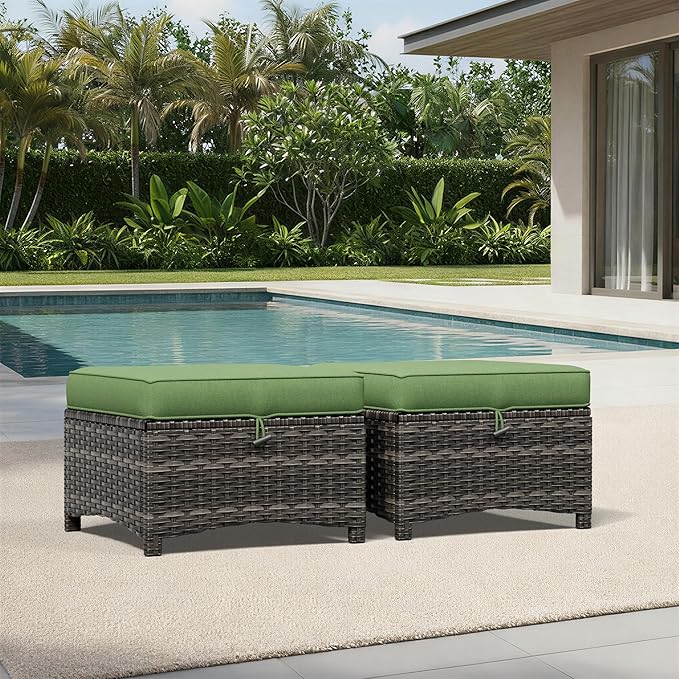 Joyside Outdoor Ottoman Set of 2, Patio Large Ottoman Foot Rest - Image 2