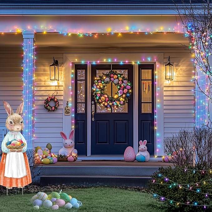 String Lights 168ft 600 LED Multicolor Easter Lights with Remote