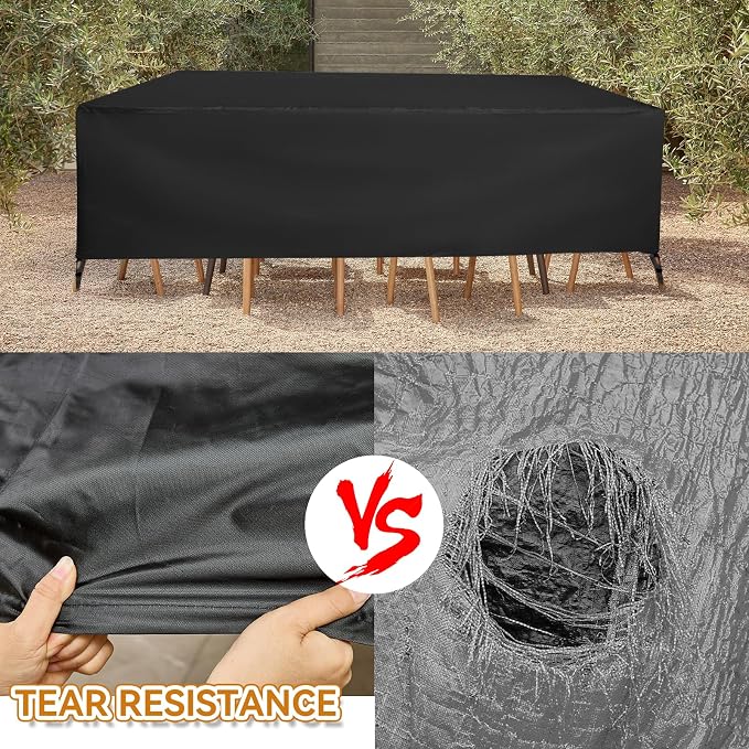 Patio Furniture Set Covers, Black 420D Waterproof Polyester