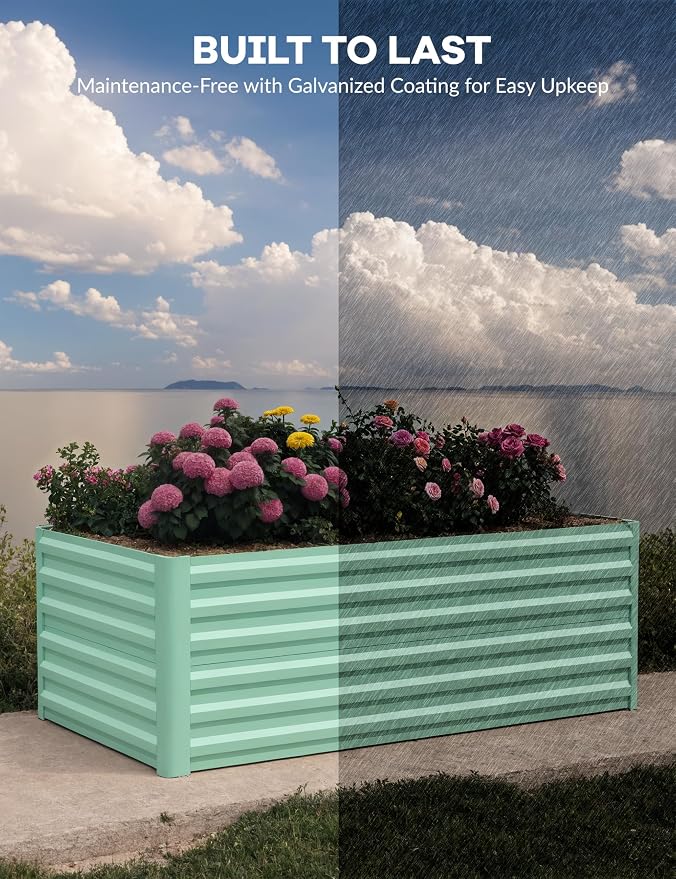 GarveeLife 6x3x2 ft Galvanized Raised Garden Bed, Rust-Resistant Raised Garden - Image 6