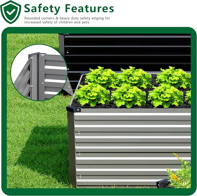 8x2x2FT Galvanized Raised Garden Bed Kit, Vegetable Plant Boxes-Rectangle Metal - Image 6