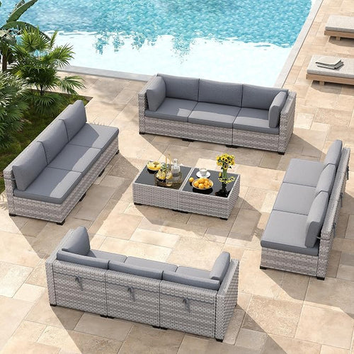 12-Seat Modular Patio Furniture Set – Outdoor Wicker Sectional Sofa - Image 2