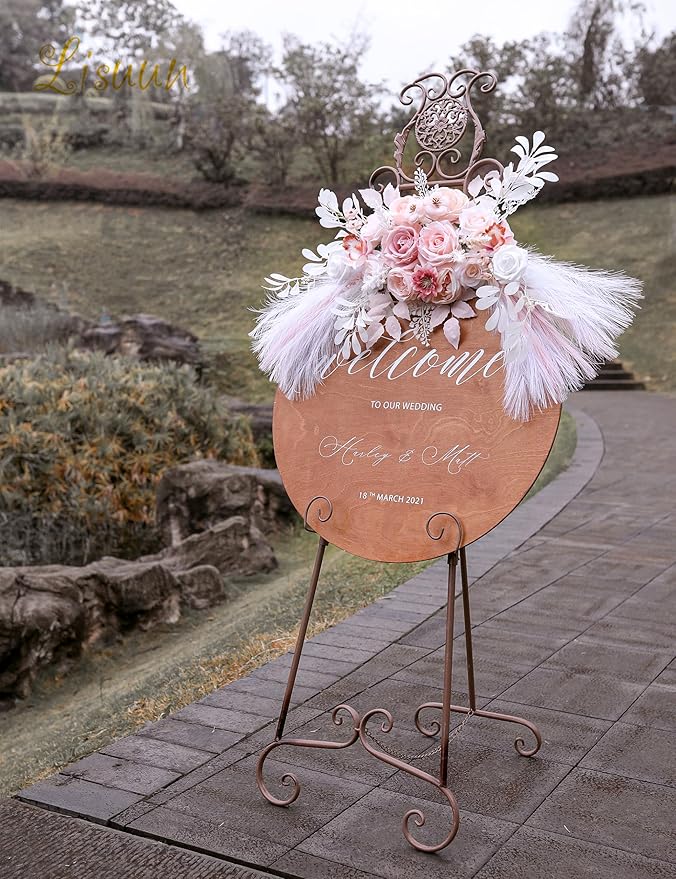 Artificial Flowers for Wedding Arch, Salmon Pink Silk Swag Set