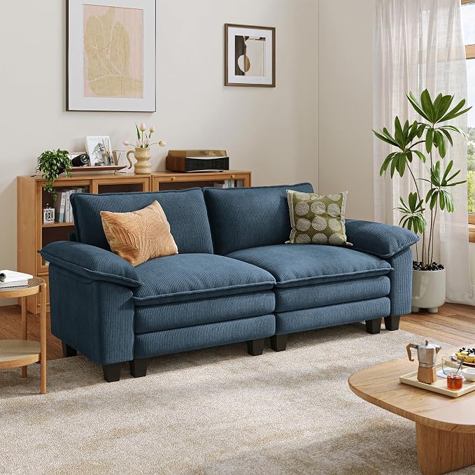 LINSY HOME 90'' Cloud Loveseat Sofa, Modular Sectional Couches Corduroy Cloud by LINSYHOME