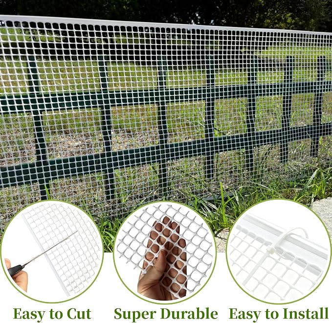 Garden Netting: White HDPE Mesh Fence, 15.7 x 240 Inch