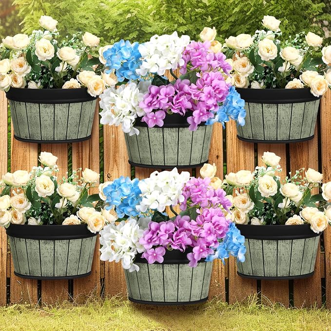 Layhit 6 Pcs Wall Hanging Planters Outdoor Pot Planter Wine Barrel Planter by ShungLan