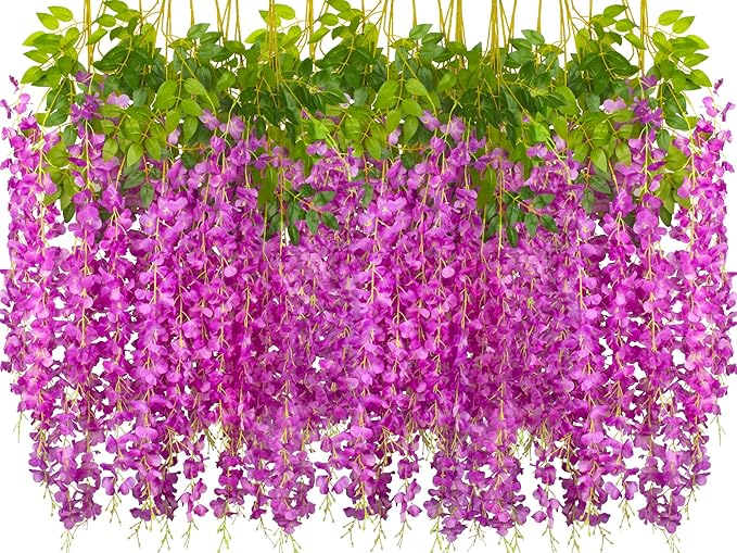 Artificial Flowers: 24 Purple Wisteria Vines, 3.75 Ft Each